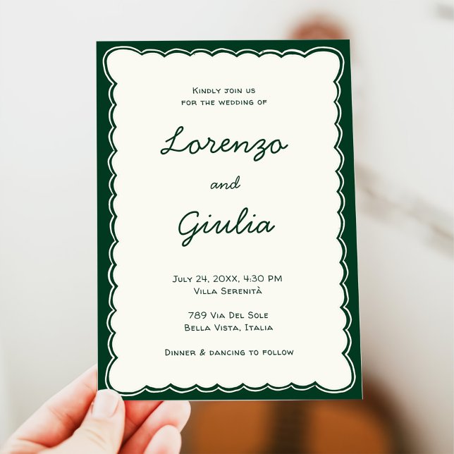 Invitación Boda Vintage Mano Alzada Escritura Verde (Subido por el creador)