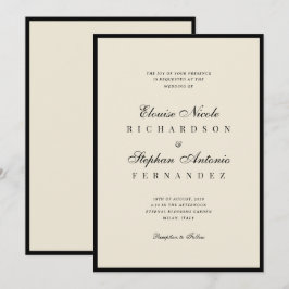 Invitación Boda Vintage Marfil y Negro Old Money