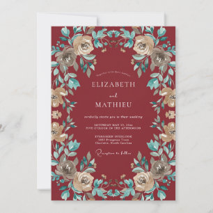 Invitación Boda Vintage Marrón Refinada
