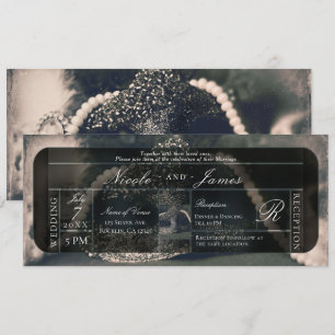 Invitación Boda Vintage Mascarada y Perlas
