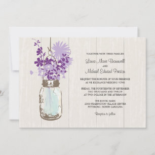 Invitación Boda Vintage Mason Jar y Wildflower