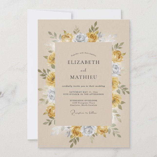 Invitación Boda Vintage Mustard Lush (Anverso)