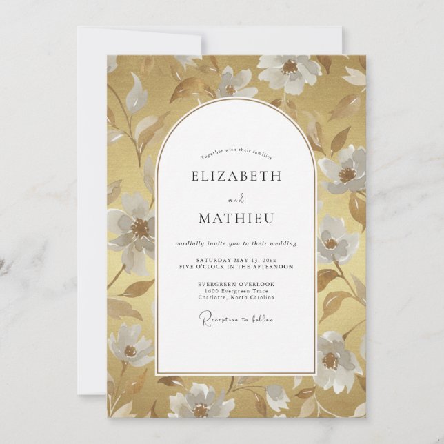 Invitación Boda Vintage Ochre Refinada (Anverso)