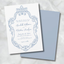 Boda Vintage Ornata Elegante Azul Polvoriento