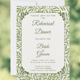 Invitación Boda Vintage, Patrón de Hojas de Sauce Victoriano