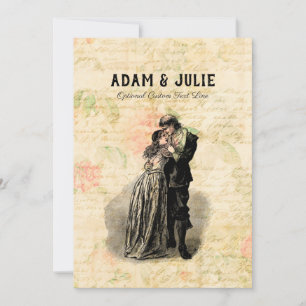 Invitación Boda Vintage Personalizable Pareja Anticuada