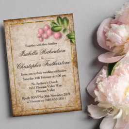 Invitación Boda Vintage Pink Berries