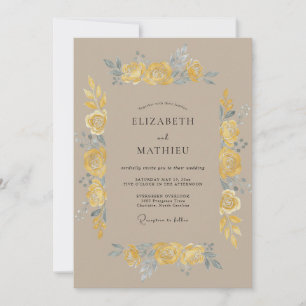 Invitación Boda Vintage Pintura Amarilla