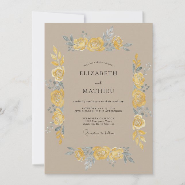 Invitación Boda Vintage Pintura Amarilla (Anverso)
