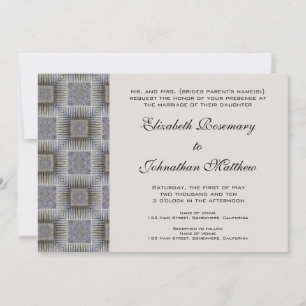 Invitación Boda vintage, plazas y rayas de gris retro