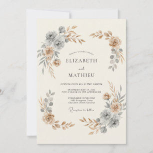 Invitación Boda Vintage Pulida Azul Pizarra