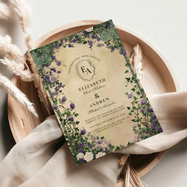 Invitación Boda Vintage Purple Floral (Subido por el creador)