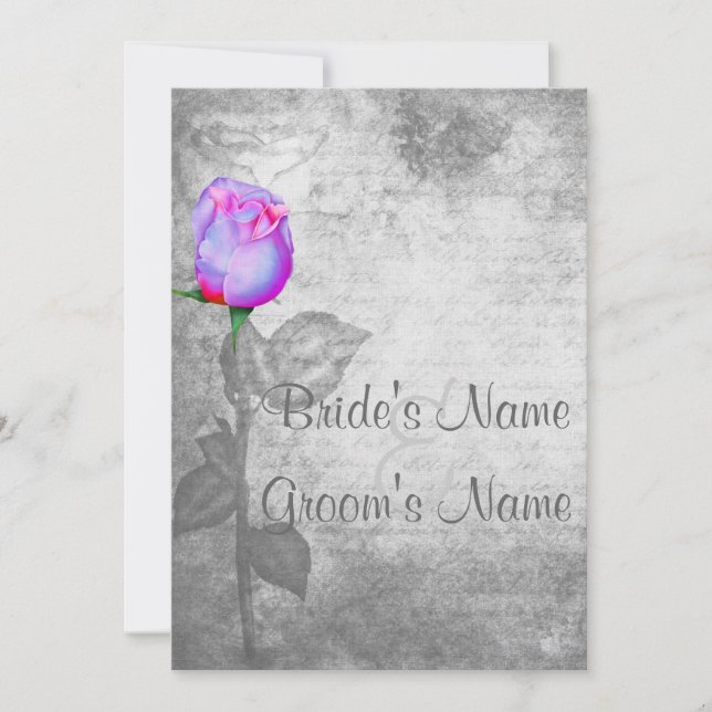 Invitación Boda Vintage Purple Rosebud (Anverso)