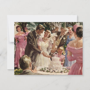 Invitación Boda Vintage Recién Casados Cortan Pastel Salvar l