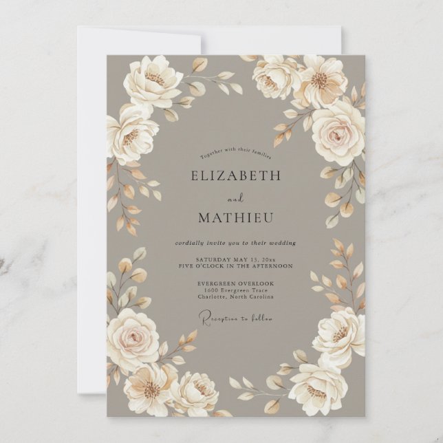 Invitación Boda Vintage Refinada de Hongos (Anverso)
