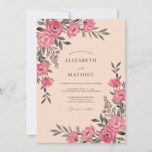 Invitación Boda Vintage Refinada de Salmón (Anverso)