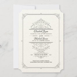 Invitación Boda Vintage Regency Felt Ecru