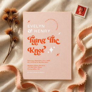 Invitación Boda Vintage Retro Estamos Atando El Nudo