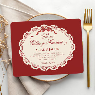 Invitación Boda vintage roja 
