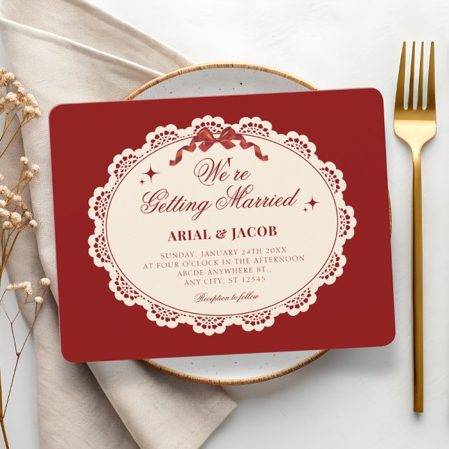 Invitación Boda vintage roja  (Subido por el creador)