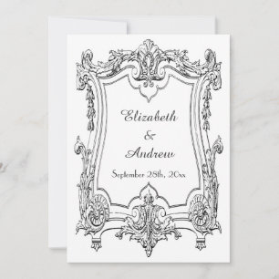 Invitación Boda Vintage Rollo Francés Doble Cara
