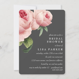 Invitación Boda Vintage Rosa Gray Bridal Shower
