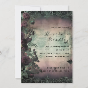 Invitación Boda Vintage Rosa Verde y Marrón