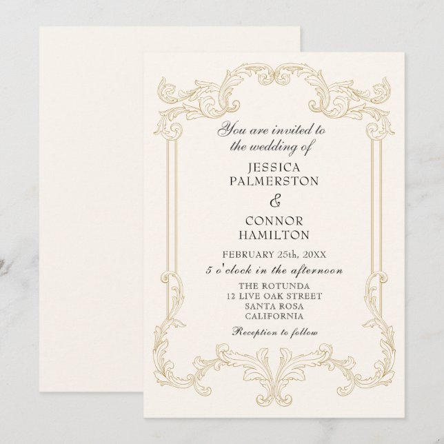 Invitación Boda vintage Rosado retro (Anverso / Reverso)