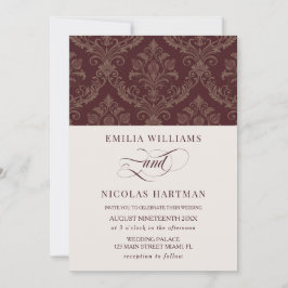 Invitación Boda Vintage Royal Burgundy