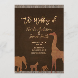 Invitación Boda Vintage Safari Africano Jungla Zoo