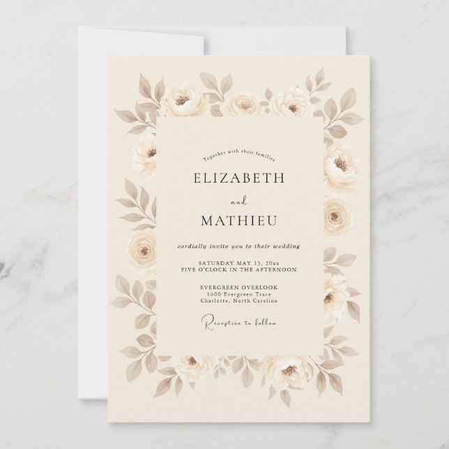 Invitación Boda Vintage Sutil Beige (Anverso)