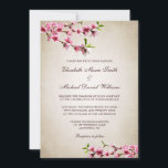 Invitación Boda Vintage Tan<br><div class="desc">Invitaciones a la Boda de Cerezo en Flor. Hermosas flores de cerezo rosa en un fondo vintage de color marrón.</div>