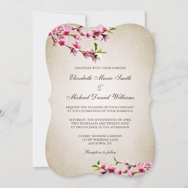 Invitación Boda Vintage Tan (Anverso)