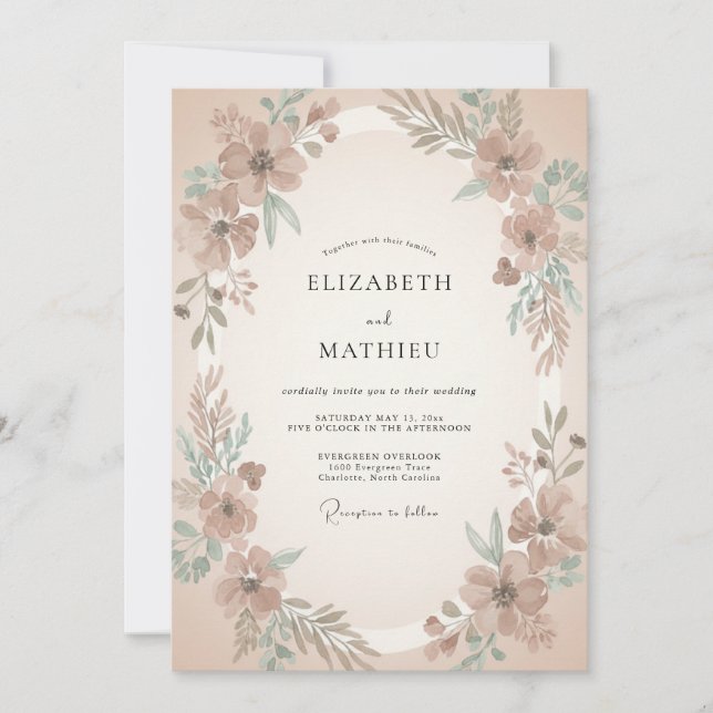 Invitación Boda Vintage Tan Muted (Anverso)
