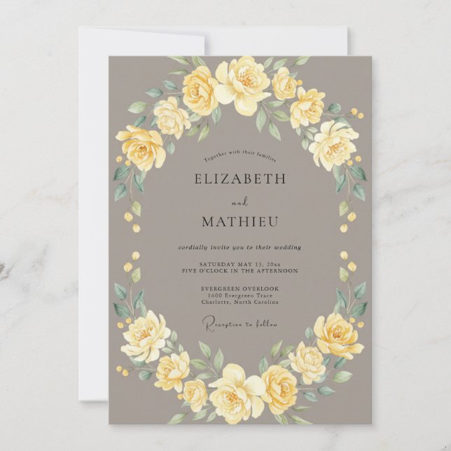 Invitación Boda Vintage Taupe Elegante (Anverso)