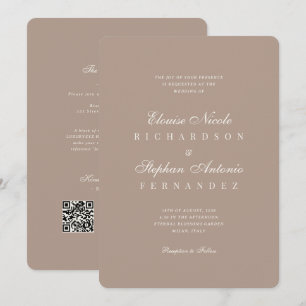 Invitación Boda Vintage Taupe y Marfil Todo en Uno Old Money
