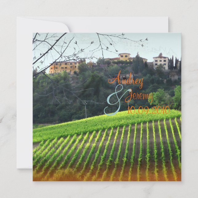 Invitación Boda Vintage, Toscana Vinyard/destino (Anverso)