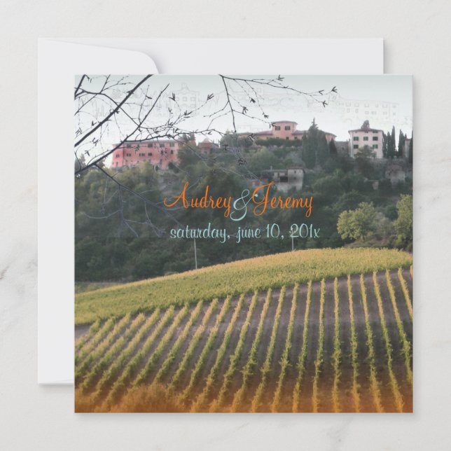 Invitación Boda Vintage, Toscana Vinyard/destino (Anverso)