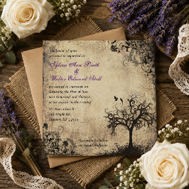Invitación Boda Vintage Tree Nueva Vida Ciruela