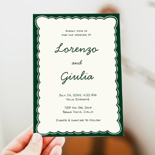Invitación Boda Vintage Verde Escritura a Mano Alzada