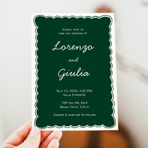 Invitación Boda Vintage Verde Escritura a Mano Dibujada a Man