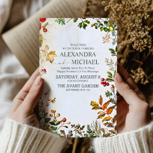 Invitación Boda Vintage Wildflower Helecho Beige