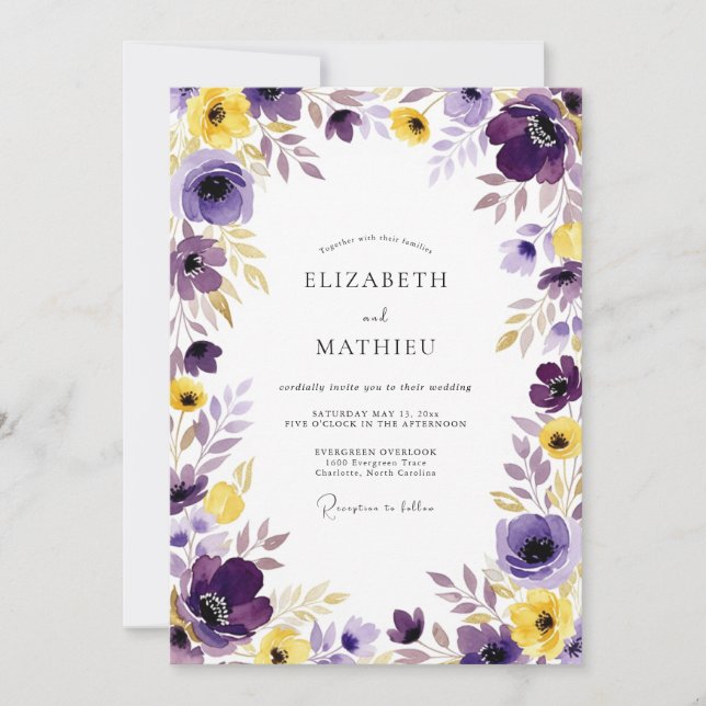 Invitación Boda Violet Exuberante de Primavera (Anverso)