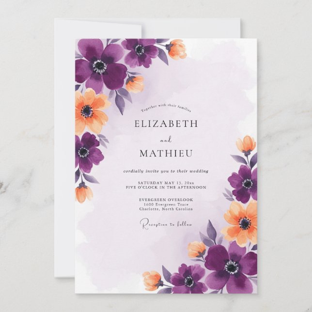 Invitación Boda Violet Gloriosa de Verano (Anverso)