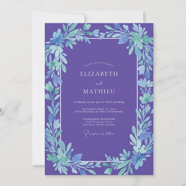 Invitación Boda Violet Serena de Primavera (Anverso)
