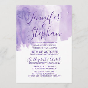 Invitación Boda violeta de color púrpura de salpicado