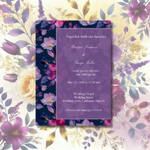 Invitación boda violeta de colores vivos de flores silvestres