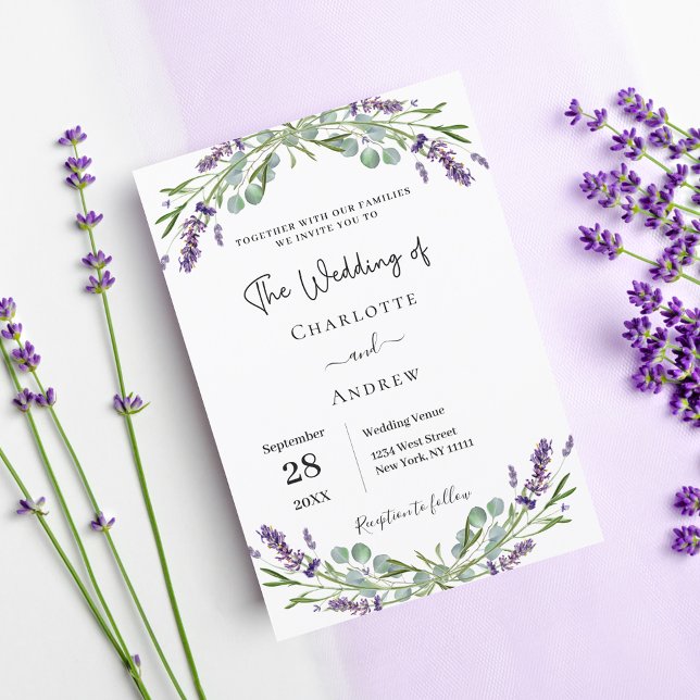 Invitación Boda violeta de flores de lavanda (Subido por el creador)