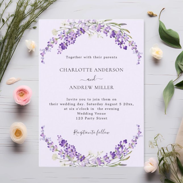 Invitación Boda violeta de flores de lavanda (Subido por el creador)