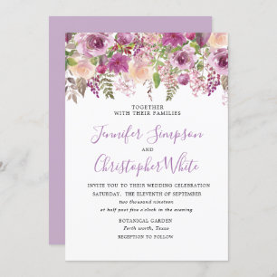 Invitación Boda violeta floral de lavanda morada